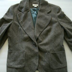 Loft Blazer Brown Tweed Wool Blend Size 6 Jacket